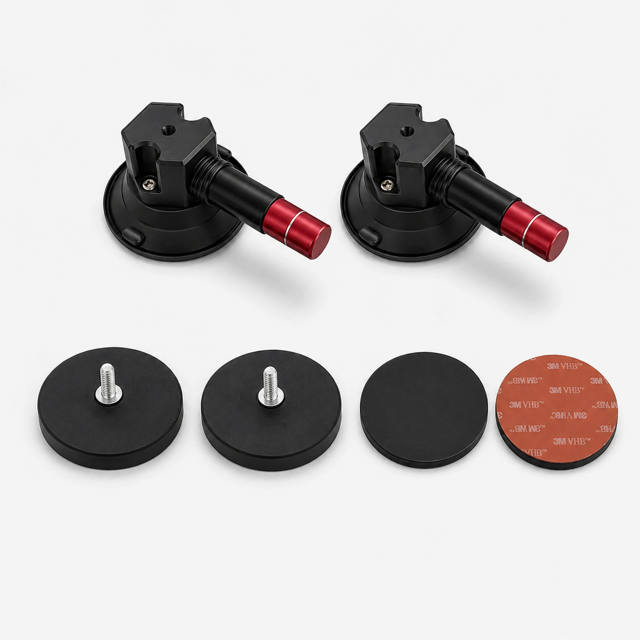 2 Pack Suction Cups, 2 Magnets, 2 Base Plates