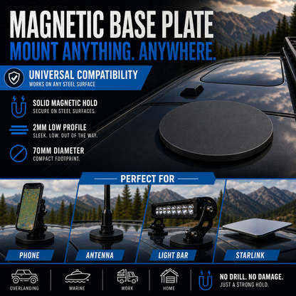 3" Magnetic Base Plates for Starlink Mini, LED Light Bars & Antennas