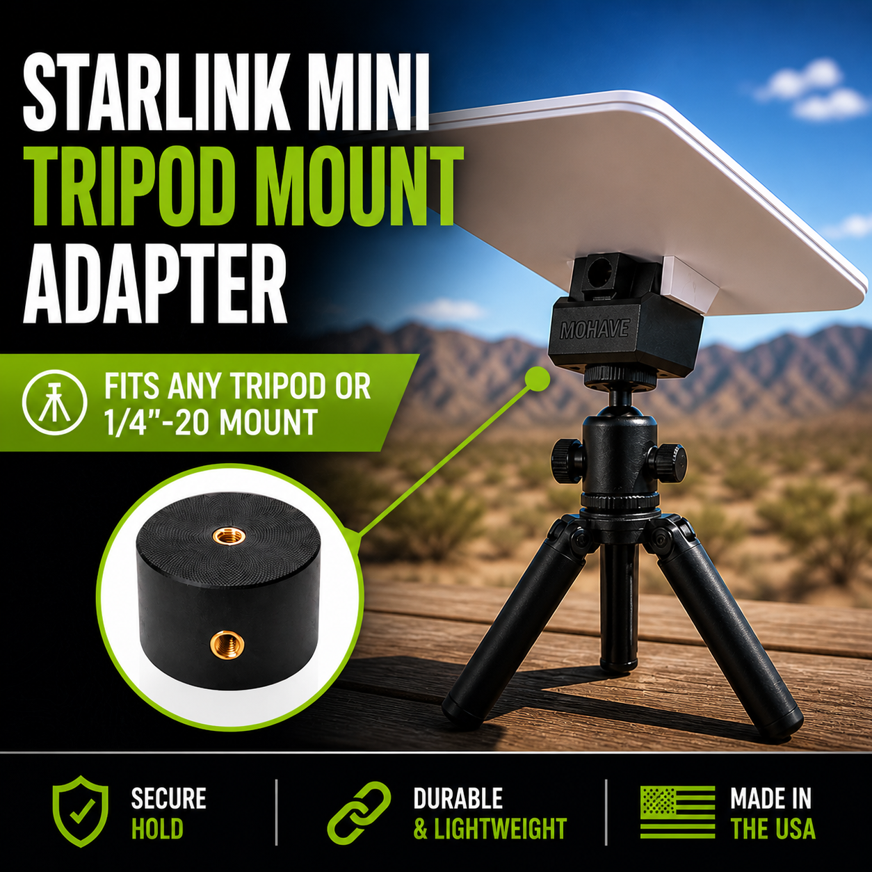 Tripod Mount Adapter for Starlink Mini (1/4"-20)
