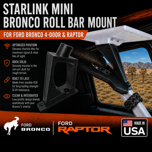 Starlink Mini Rear Roll Bar Mount for Ford Bronco 4-Door & Raptor