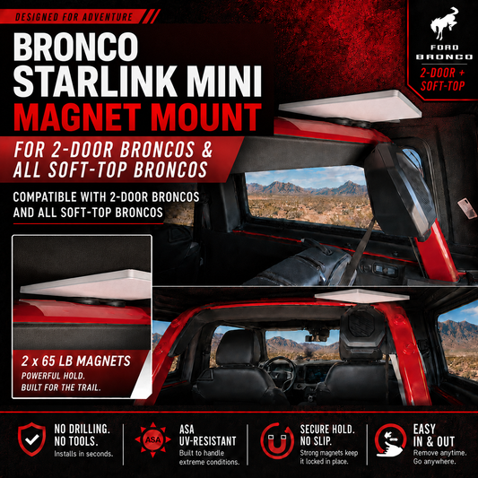 Roll Bar Mount for 2-Door & Soft-Top Broncos & Starlink Mini