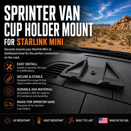 Cup Holder Dash Mount for Sprinter Van and Starlink Mini