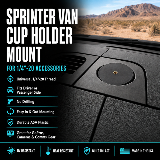 Cup Holder Dash Mount for Sprinter Van 1/4"-20 Accessories