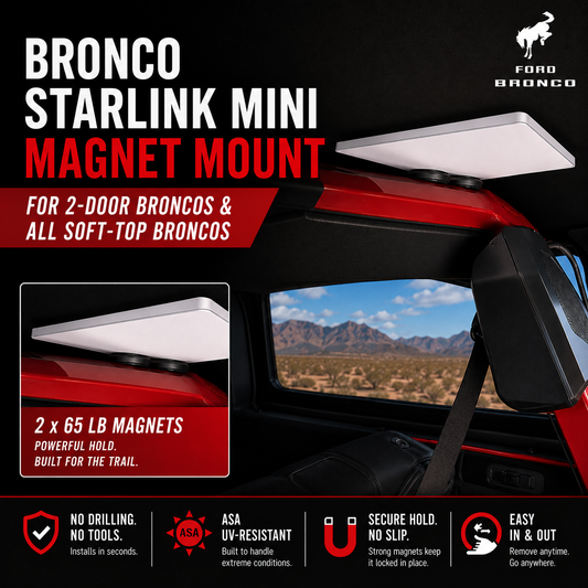 Roll Bar Magnet Mount for 2-Door & Soft-Top Broncos & Starlink Mini