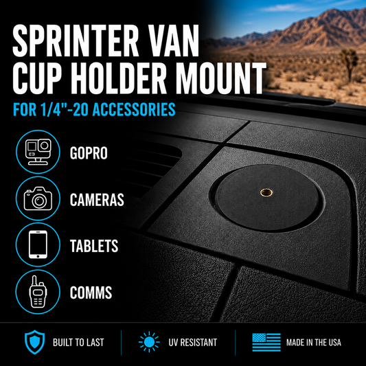 Cup Holder Dash Mount for Sprinter Van 1/4"-20 Accessories