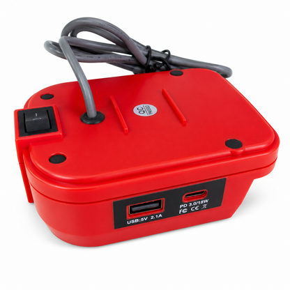 Starlink Mini Tool Battery Adapter – DeWalt, Milwaukee & Makita Battery Power Supply with USB-A, USB-C, and On/Off Switch
